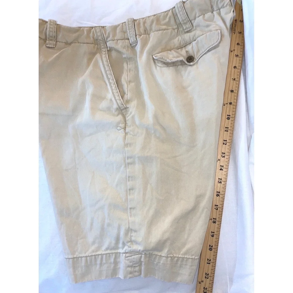 Polo‎ Ralph Lauren Chino Shorts Mens 35 Khaki Cotton Twill Flat Front Pony Logo